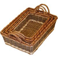 Set of 3 Malvern Wicker Serving Trays - Brown