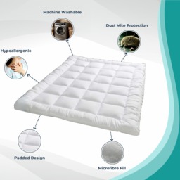 Hotel Quality Mattress Topper 5cm Thick Microfibre Cover - White / 80cm - thumbnail 3