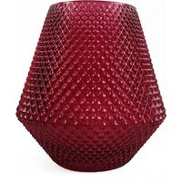 Diamond Embossed Pink Glass Vase - Pink Diamond