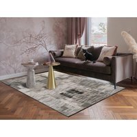 Mayfair Living Room Area Rug Metallic Sheen Contemporary Modern Matrix Design - Dark Grey / 170cm