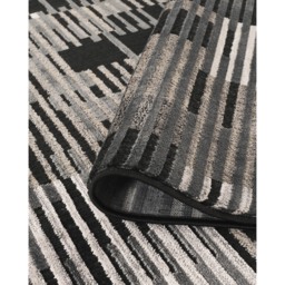 Mayfair Living Room Area Rug Metallic Sheen Contemporary Modern Matrix Design - Dark Grey / 170cm - thumbnail 3
