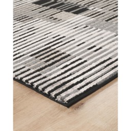 Mayfair Living Room Area Rug Metallic Sheen Contemporary Modern Matrix Design - Dark Grey / 170cm - thumbnail 4