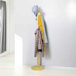 Wooden Coat Stand With 8 Hooks With Round Base - Brown - thumbnail 4