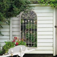MirrorOutlet Gothic Arch Stone Coloured Large Garden Wall Mirror 140 x 65cm - Stone