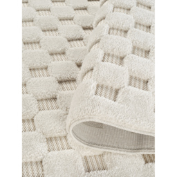 Freya Living Room Area Rug Contemporary 3D Embossed Modern Cubed Design - Cream / 230cm - thumbnail 4