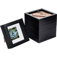 "3D Box Photo Frame - 4x4"" with 2 x 2"" Mount Pack of 5 - Black" - image 1