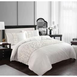Aurora Embellished Duvet Cover Set - White / Double - thumbnail 4