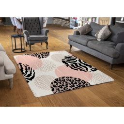 Abstract Geometrics With Animal Print And Circles Rug - Pink / 150cm - thumbnail 2