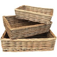 Antique Wash Straight Sided Wicker Tray - Brown / 30cm - image 1