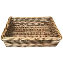 Antique Wash Straight Sided Wicker Tray - Brown / 30cm - thumbnail 4