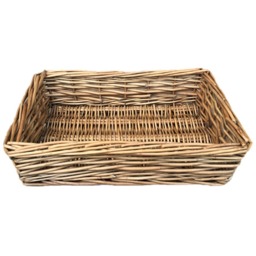 Antique Wash Straight Sided Wicker Tray - Brown / 30cm - thumbnail 2
