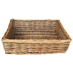 Antique Wash Straight Sided Wicker Tray - Brown / 30cm - thumbnail 3