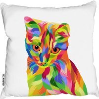 Animal Cat Illustration Pop Art Outdoor Cushion - Green / 60cm - thumbnail 1
