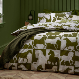 Herve Reversible Duvet Cover Set - Olive / King - thumbnail 2