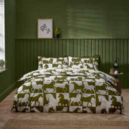 Herve Reversible Duvet Cover Set - Olive / King - thumbnail 4