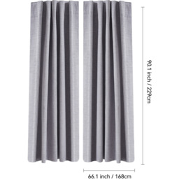 Pair of Solid Color Faux Linen Blackout Curtains - Grey / 229cm - thumbnail 5