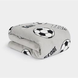 Kids Football Sherpa Fleece Throw - Grey - thumbnail 2