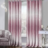 Stunning Ombre Velvet Tonal curtain Pair - Pink / 90in / 66in