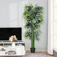 Outsunny Artificial Bamboo Tree - Green Bamboo, Black Pot