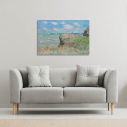 Claude Monet - Cliff Walk At Pourville,  Canvas print - Blue / 77cm / 114cm - thumbnail 3