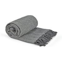 Herringbone Cotton Throw Large - Silver