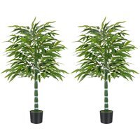 Set of 2 Faux Bamboo Plant - Green