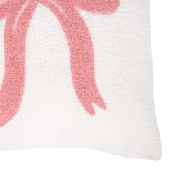 Teddy Fleece Bow Cushion - Pink - thumbnail 3