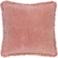 Bertie Washed Cotton Velvet Cushion - Rosewood / Feather Rich