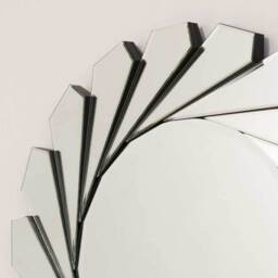 All Glass Stylised Aperture Round Wall Mirror - Silver - thumbnail 3