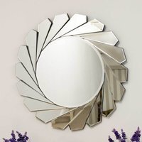 All Glass Stylised Aperture Round Wall Mirror - Silver - thumbnail 1
