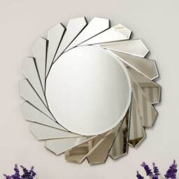 All Glass Stylised Aperture Round Wall Mirror - Silver - thumbnail 2
