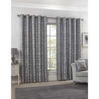 Harrow Lined Eyelet Jacquard Curtains - Silver / 116cm / 137cm