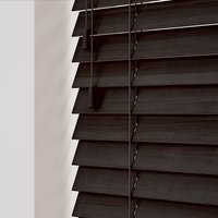 Wooden Venetian Blinds With Strings - Dark Brown Oak / 210cm