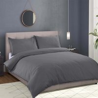 Sandringham Pom Pom Edge Duvet Set - Grey / Double