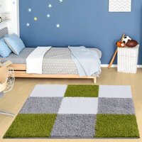 Myshaggy Collection Geometric Design Rug - Green / 120x120cm