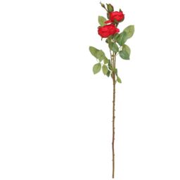 Artificial Peony Rose Spray - Red - thumbnail 2