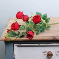 Artificial Peony Rose Spray - Red - thumbnail 1