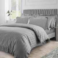 Premium Look Satin Stripe patterened duvet set - Charcoal / Superking