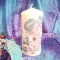 Pillar Candle Dragon  - White / 3
