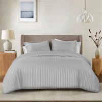 Satin Stripe Duvet Covers - Silver / Superking - image 1