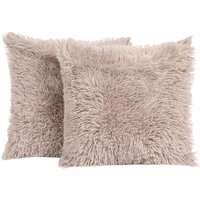Pack of Fluffy Fleece Cushion Covers - Natural / 45cm / 2 - thumbnail 1