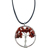 Tree of Life Pendant in Red Jasper, Symbol of Strength, Vitality - Red