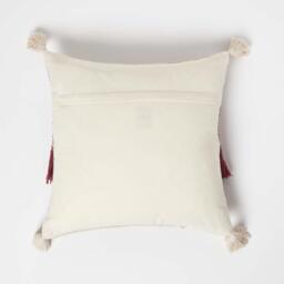 Homescapes Zadar Handwoven Fringed Red Kilim Cushion - Red - thumbnail 3