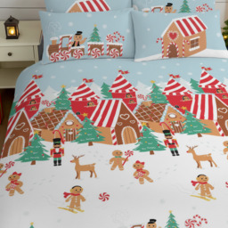 Veslosso Fun Gingerbread Town Duvet Set - Blue / Double - thumbnail 2