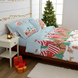 Veslosso Fun Gingerbread Town Duvet Set - Blue / Double - thumbnail 3
