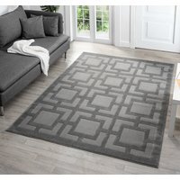 Vellure Modern Indoor Living Room Area Rug Embossed Metallic Sheen Maze Design - Grey / 230cm - thumbnail 1