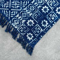 Handmade Indigo Throw Desi Stripes Indian Craft - Blue