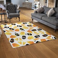 Autumn Leaves  Halloween Skulls Rug - Yellow / 150cm