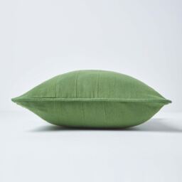 Homescapes Cotton Rajput Ribbed Cushion Cover - Dark Olive / 60cm - thumbnail 3