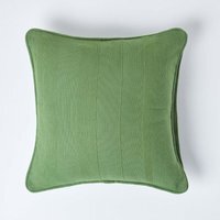 Homescapes Cotton Rajput Ribbed Cushion Cover - Dark Olive / 60cm - thumbnail 1